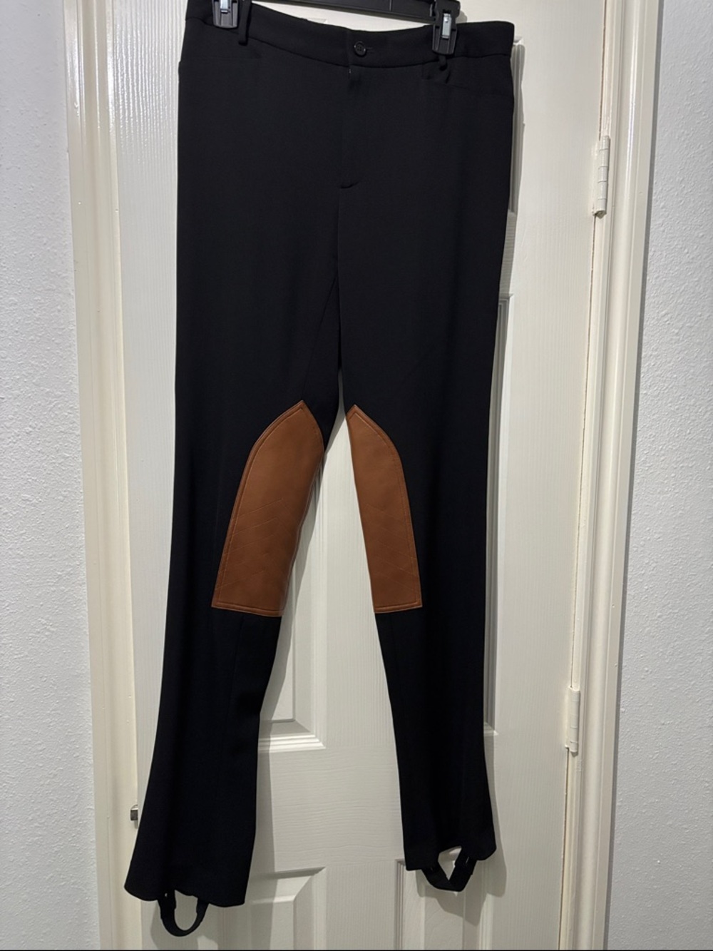 Ralph Lauren Purple Label Equestrian Jodhpurs Black Brown Lamb Leather Trim 8